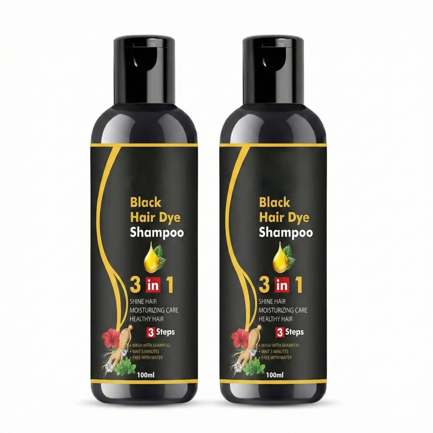 Premium 3-in-1 Herbal Black Hair Dye Shampoo – Instant Salon-Like Results